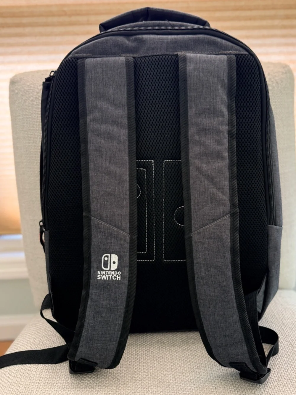 Nintendo Switch Gray Travel Backpack with Red Logo Accent